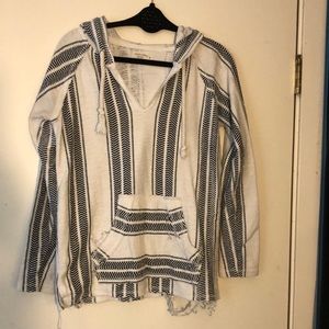 Ocean Drive Distressed Black & White Hoodie, Size S